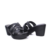 Mynaal Women's platform sandal with crisscross straps-314RC852-Black