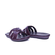 Mynaal Women's flat sandal with textured straps-414ZD671-Maroon