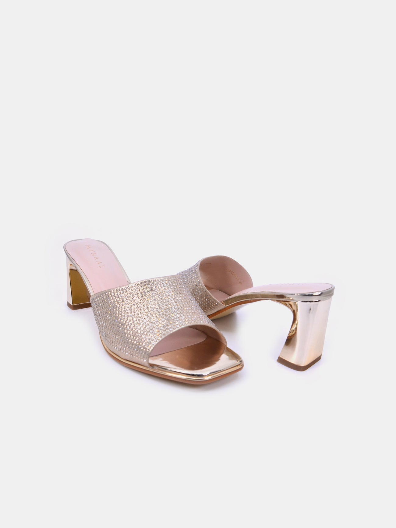 Mynaal Women's block heel sandal-18F696-20-Gold