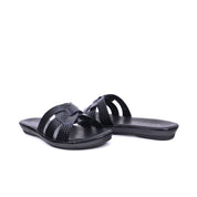 Mynaal Women's flat sandal with textured straps-414ZD671-Black