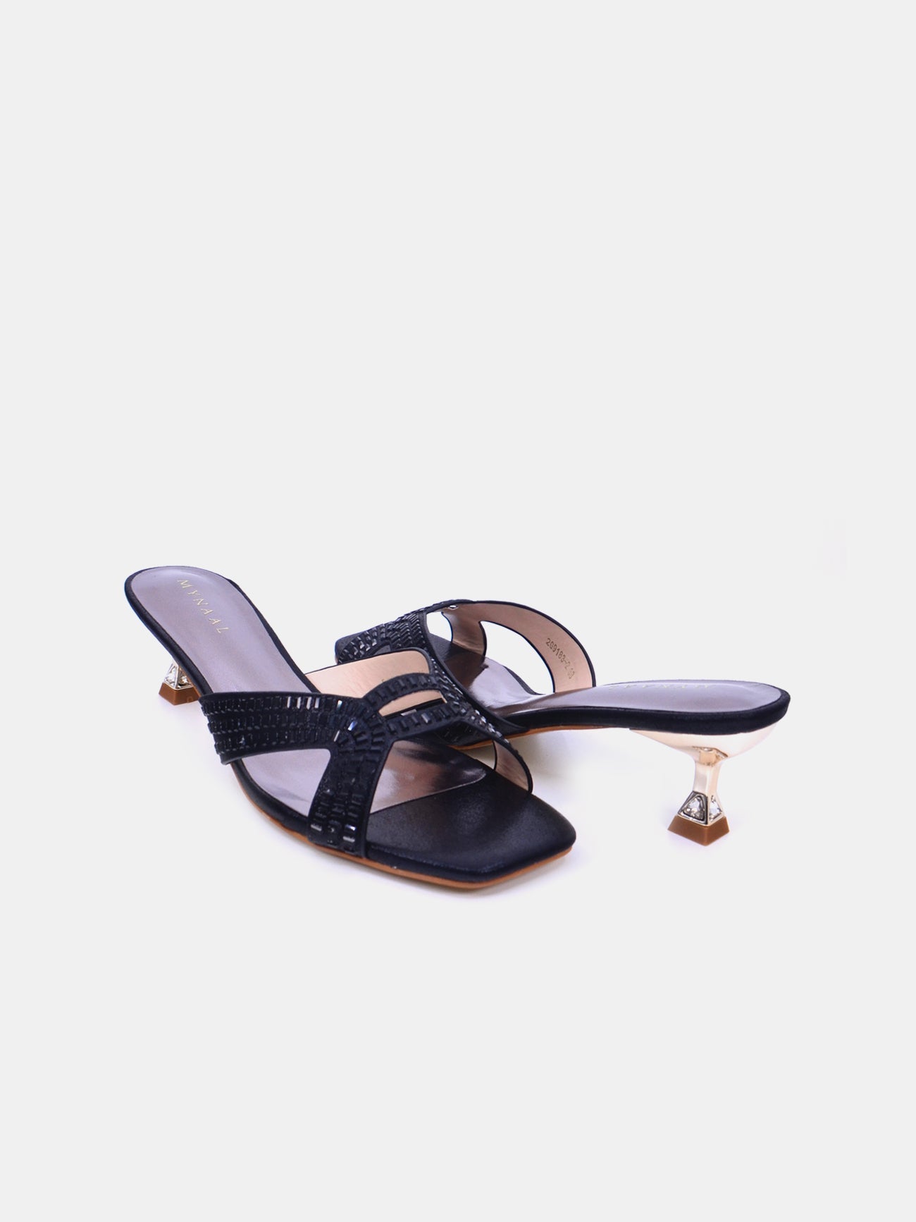 Mynaal Women's spool heel sandal-2G9183-2-Black