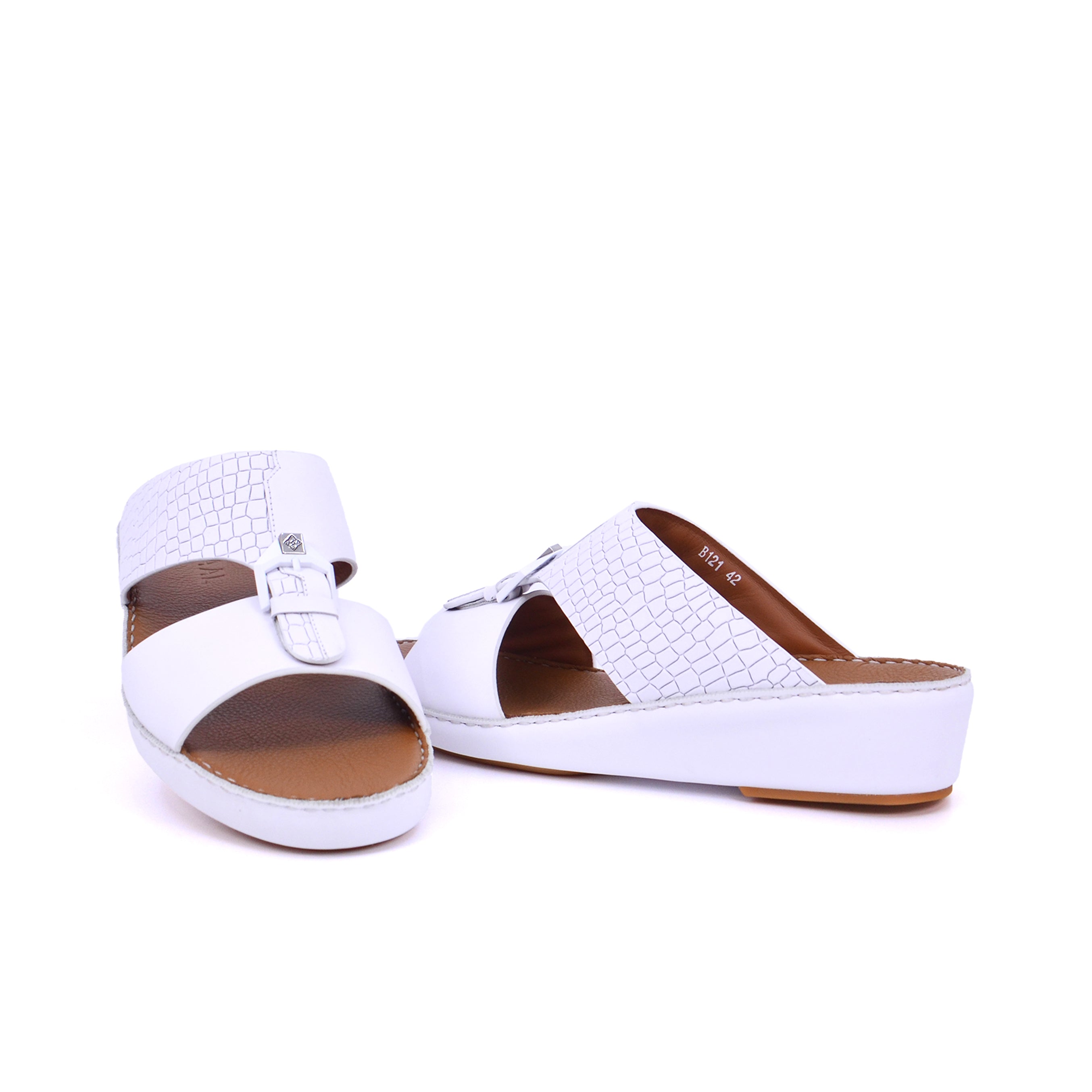 Mynaal Men's flat sandal - B121 - White