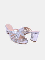 Mynaal Women's sandal with embellished block heels-2G5957-36-Silver