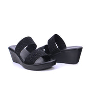 Mynaal Women's wedge sandal with embellished straps-414RC012-Black