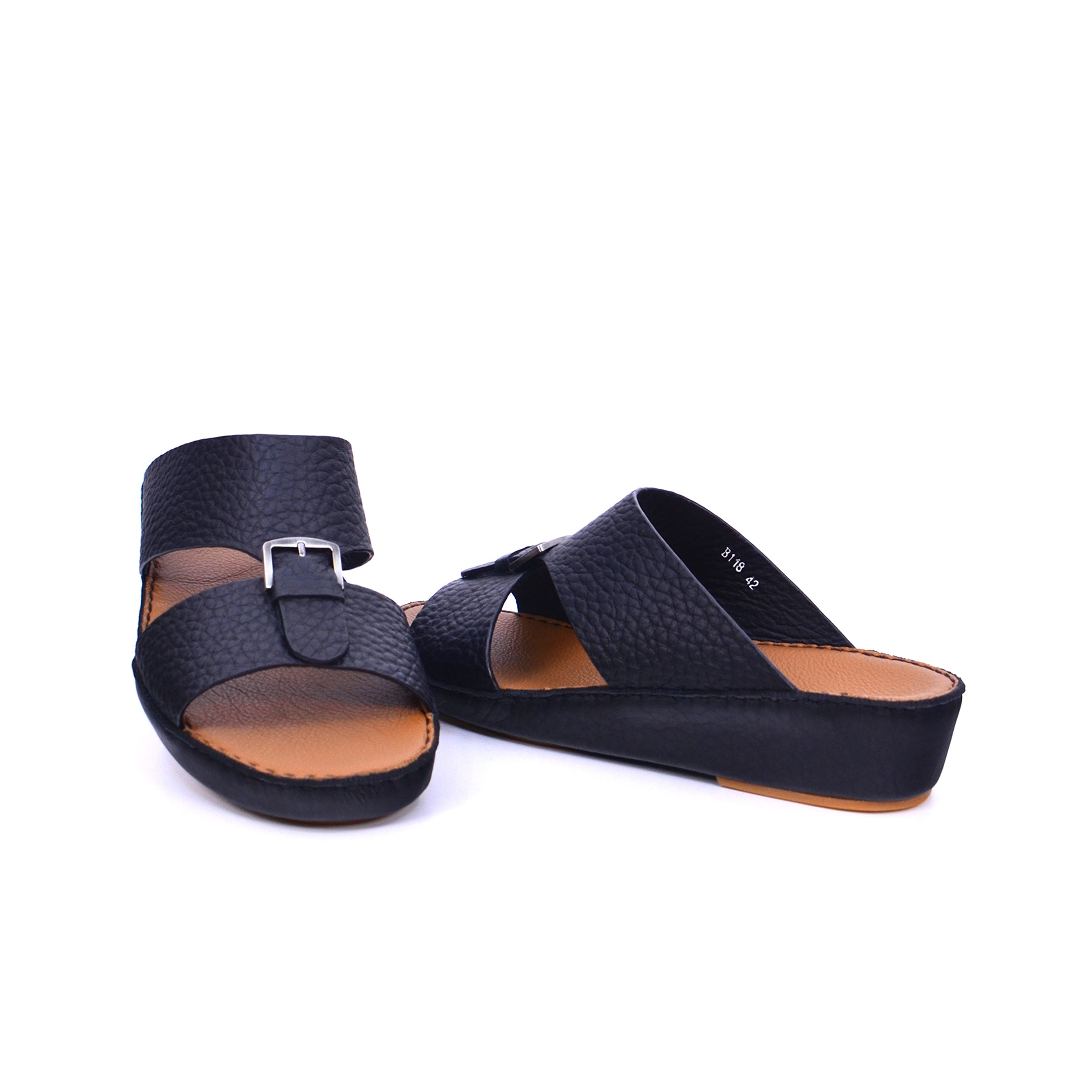 Mynaal Men's flat sandal - B118 - Black