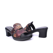 Mynaal Women's block heel sandal-414RJ693-Bronze