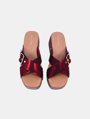 Mynaal Women's block heel sandal-23ASL933-Maroon