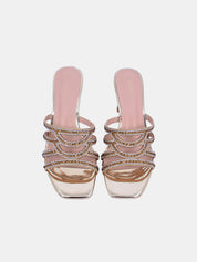 Mynaal Women's sandal with crystal-detailed spool heels-15C8618-624-Gold