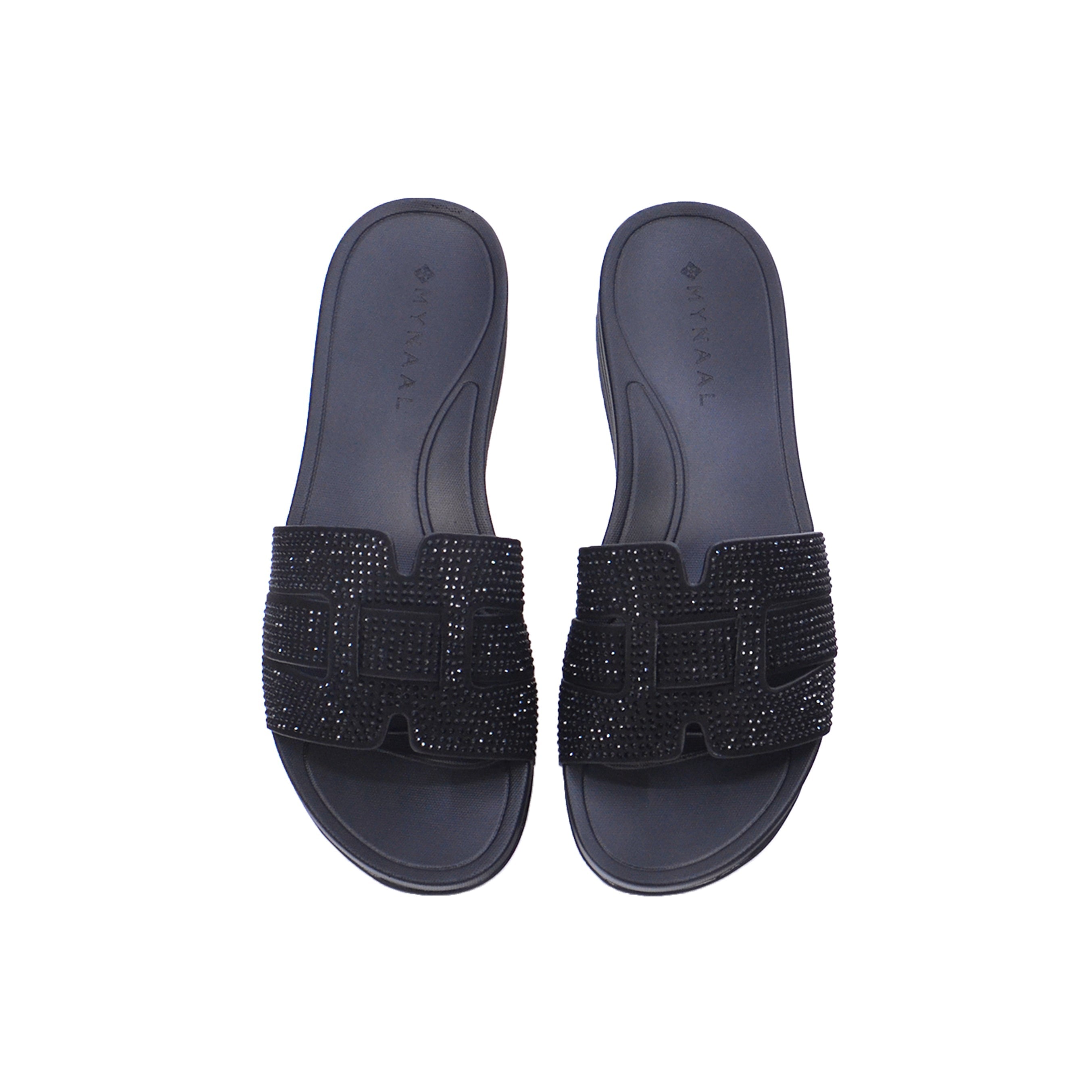 Mynaal Women's slide sandal with cutout straps-414RJ901-Black