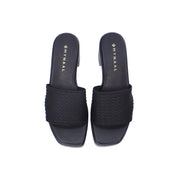 Mynaal Women's block-heel sandal with textured strap-414RJ607-Black