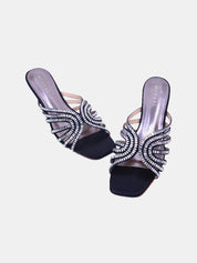 Mynaal Women's spool-heel embellishment sandal-3U888-6-Beige