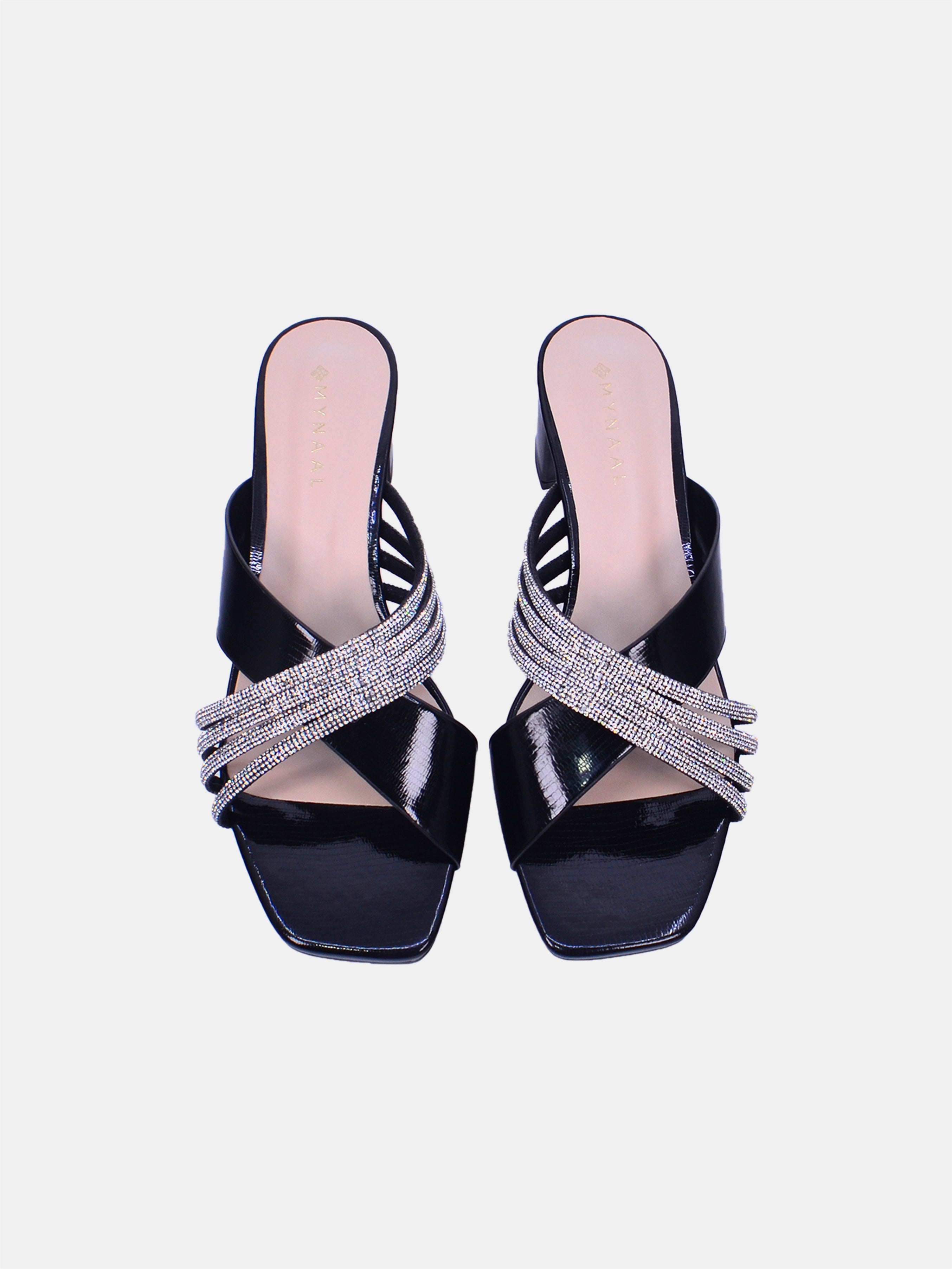 Mynaal Women's mid-heel sandal with embellishment-18F8827-216-Black