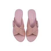 Mynaal Women's wedge sandal with embellished buckle straps-314ZD142-Pink