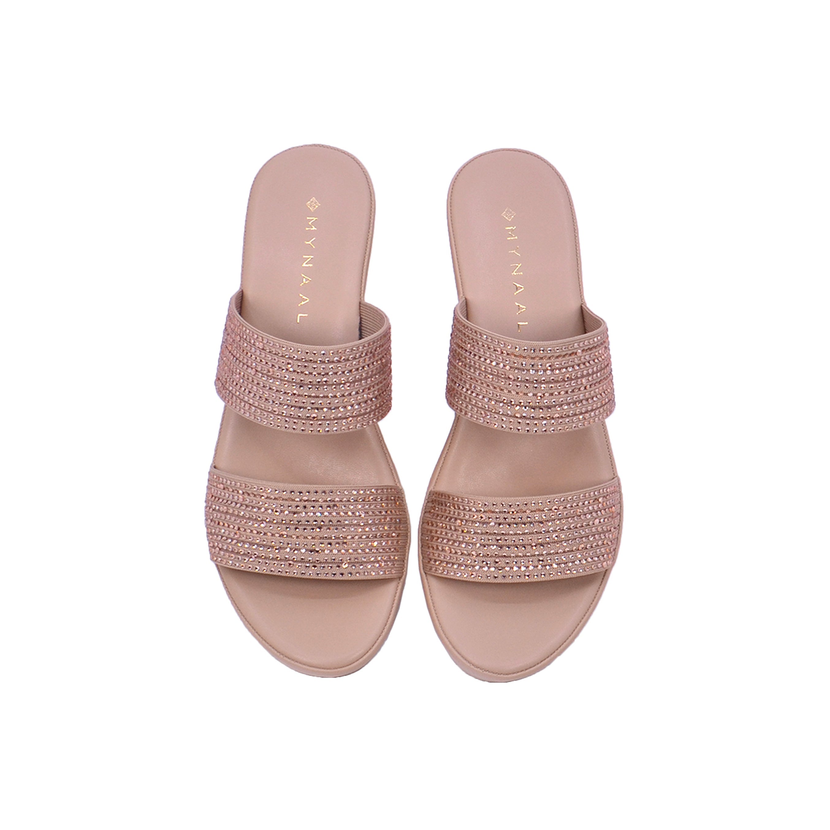 Mynaal Women's wedge sandal with embellished straps-414RC012-Gold