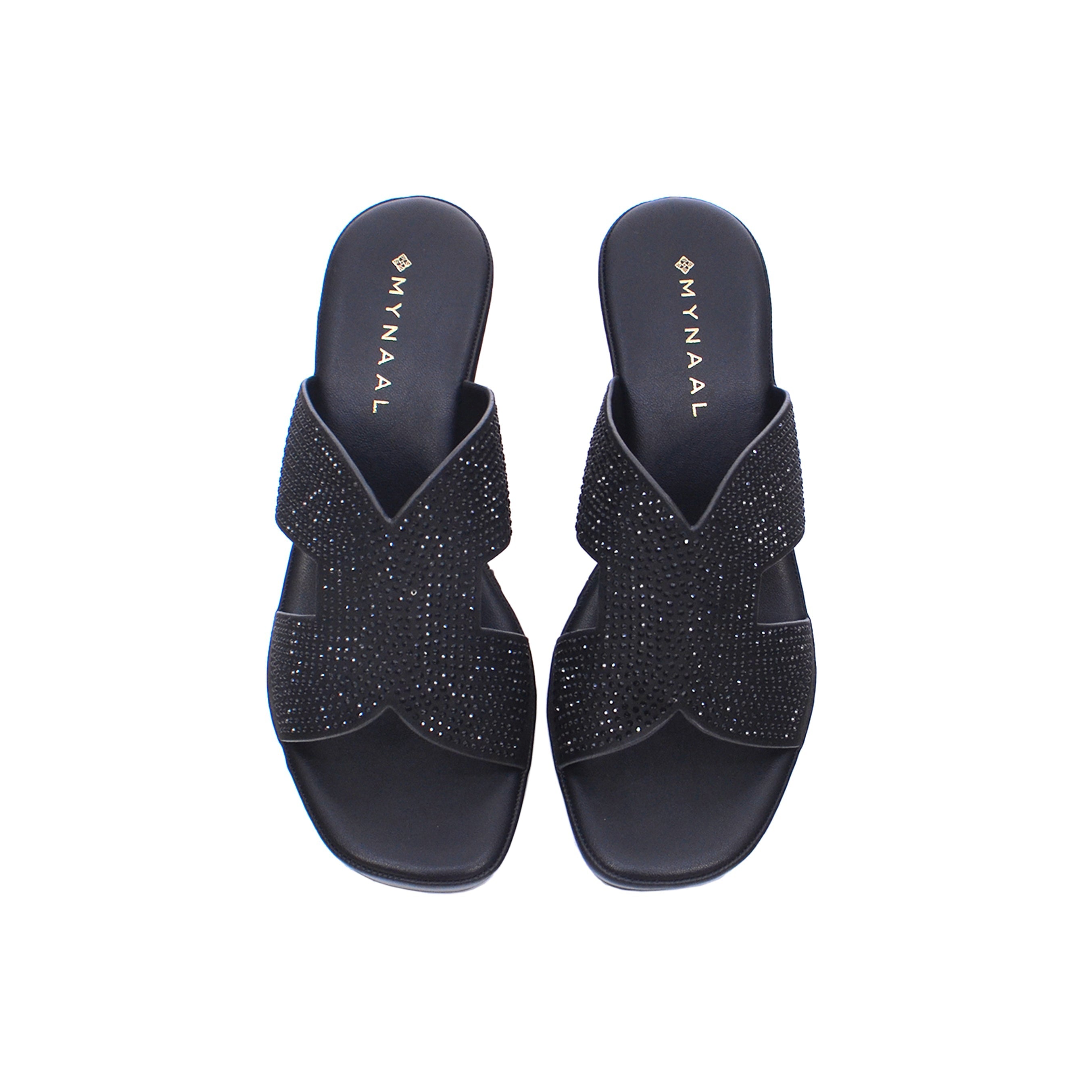 Mynaal Women's mid-heel sandal with dual straps-414RJ21C-Black