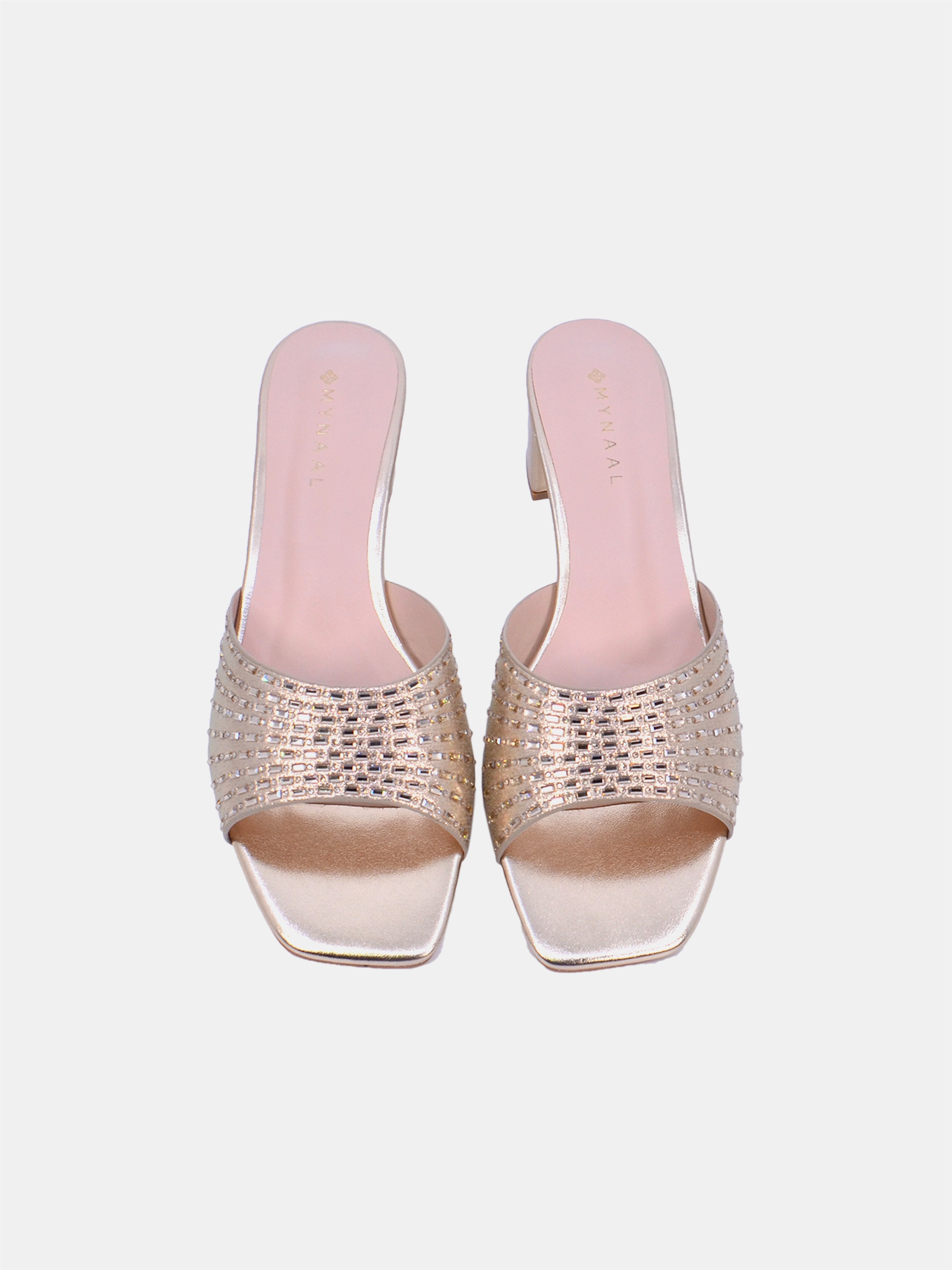 Mynaal Women's mid-heel sandal with embellishment-214RJ533-Gold