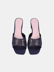 Mynaal Women's mid-heel sandal with embellishment-214RJ533-Black