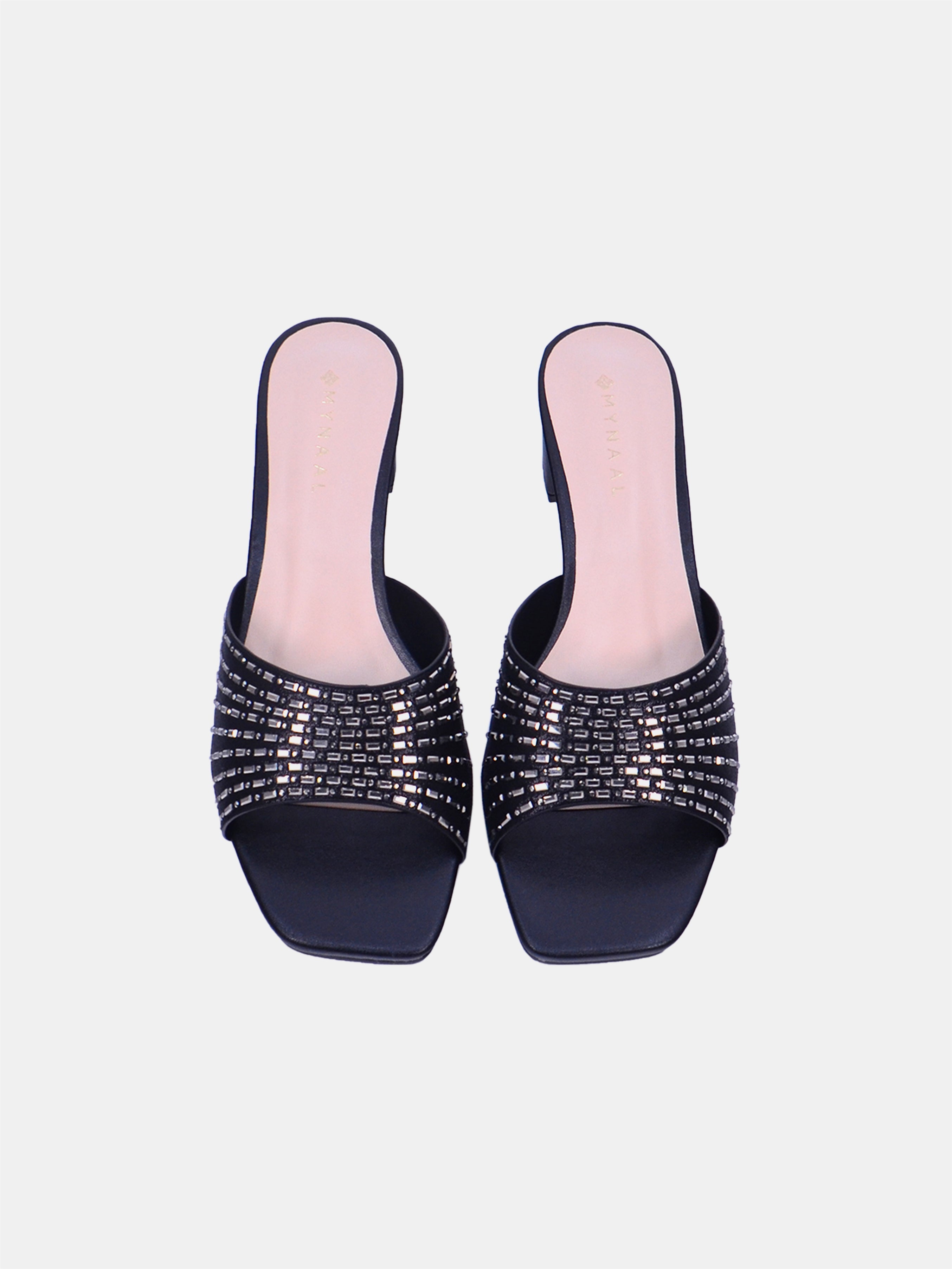 Mynaal Women's mid-heel sandal with embellishment-214RJ533-Black