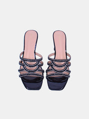 Mynaal Women's sandal with crystal-detailed spool heels-15C8618-624-Black