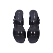 Mynaal Women's mid-heel sandal with dual straps-414RJ21B-Black