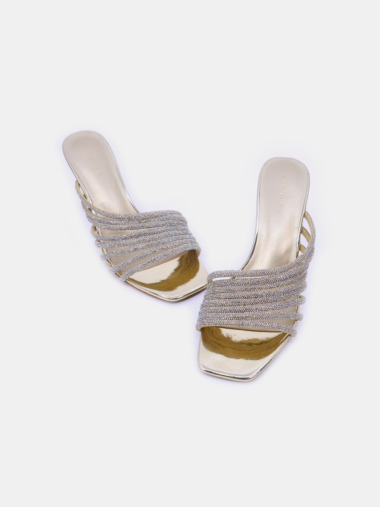Mynaal Women's sandal with embellished spool heels-15C8618-1182-Gold
