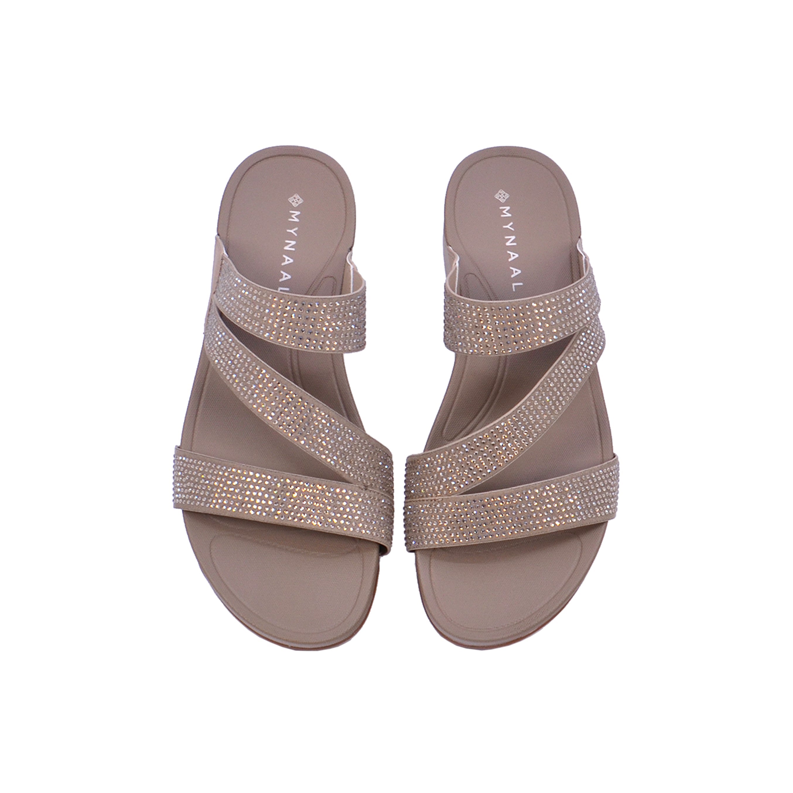 Mynaal Women's block-heel sandal with embellished straps-414RJ67B-Beige