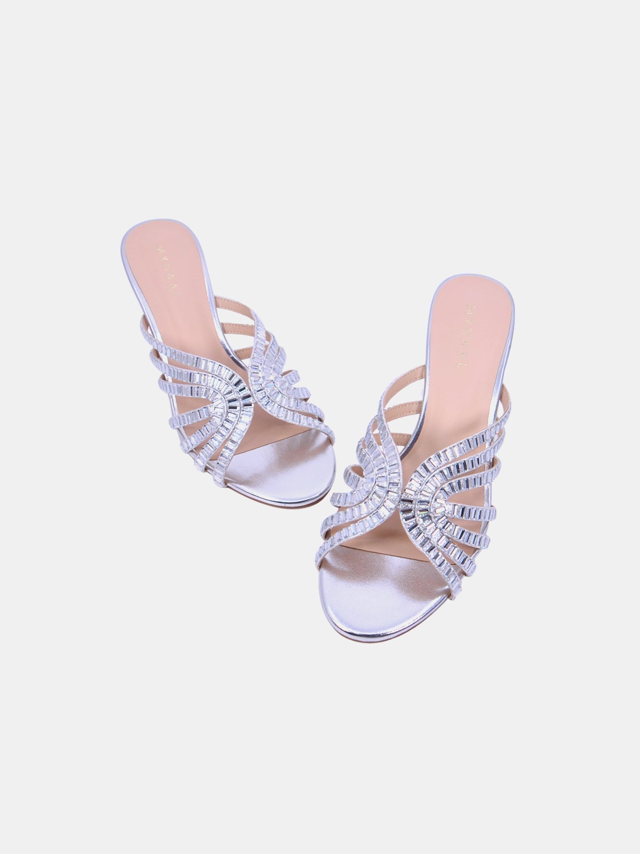 Mynaal Women's sandal with embellished block heels-2G5957-36-Silver