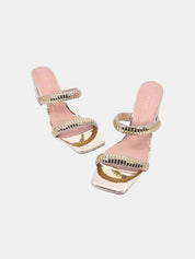 Mynaal Women's block-heel embellishment sandal-3U888-6-Gold