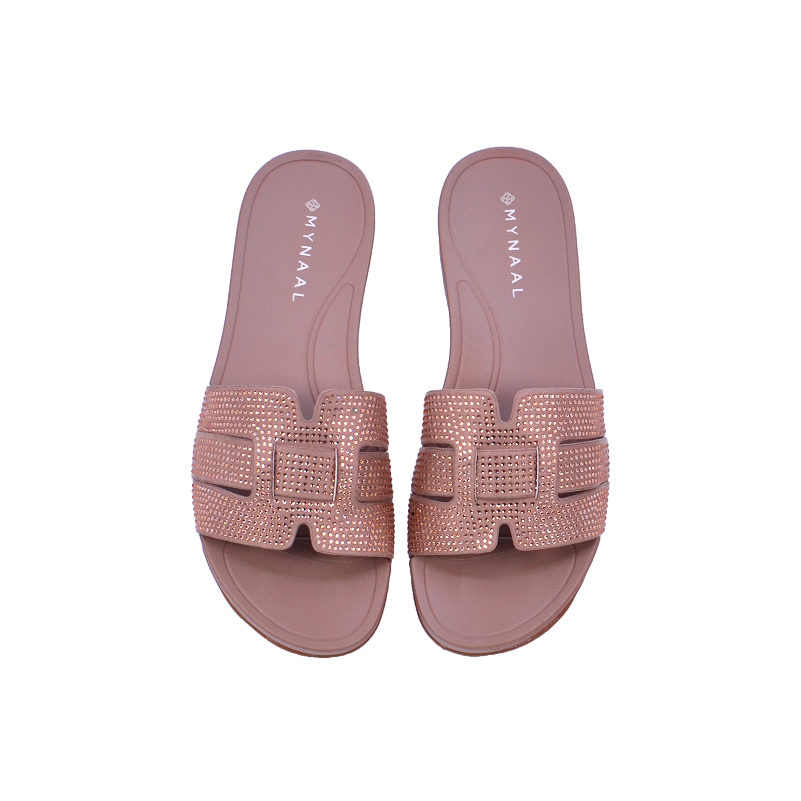 Mynaal Women's slide sandal with cutout straps-414RJ901-Gold