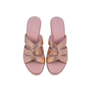 Mynaal Women's platform sandal with crisscross straps-314RC852-Gold