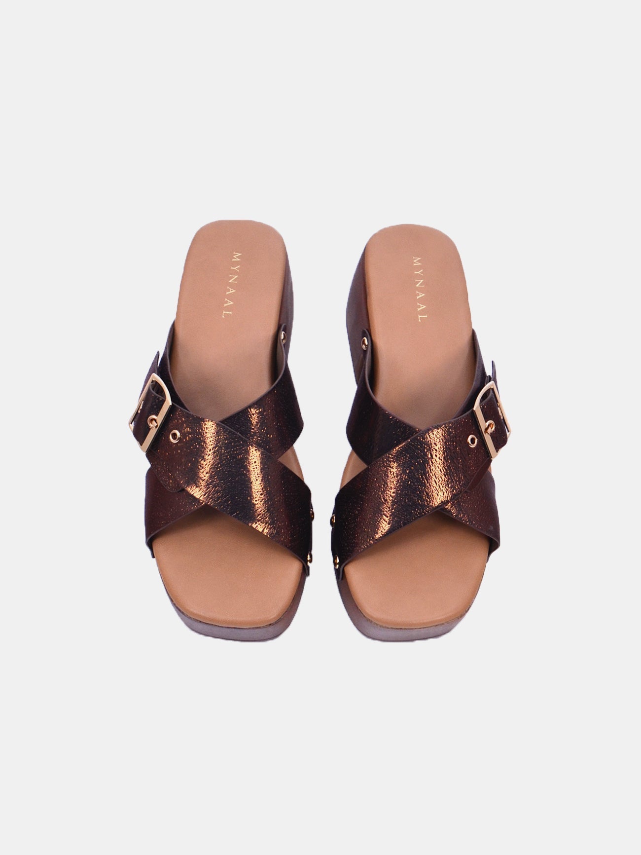 Mynaal Women's block heel sandal-23ASL933-Bronze
