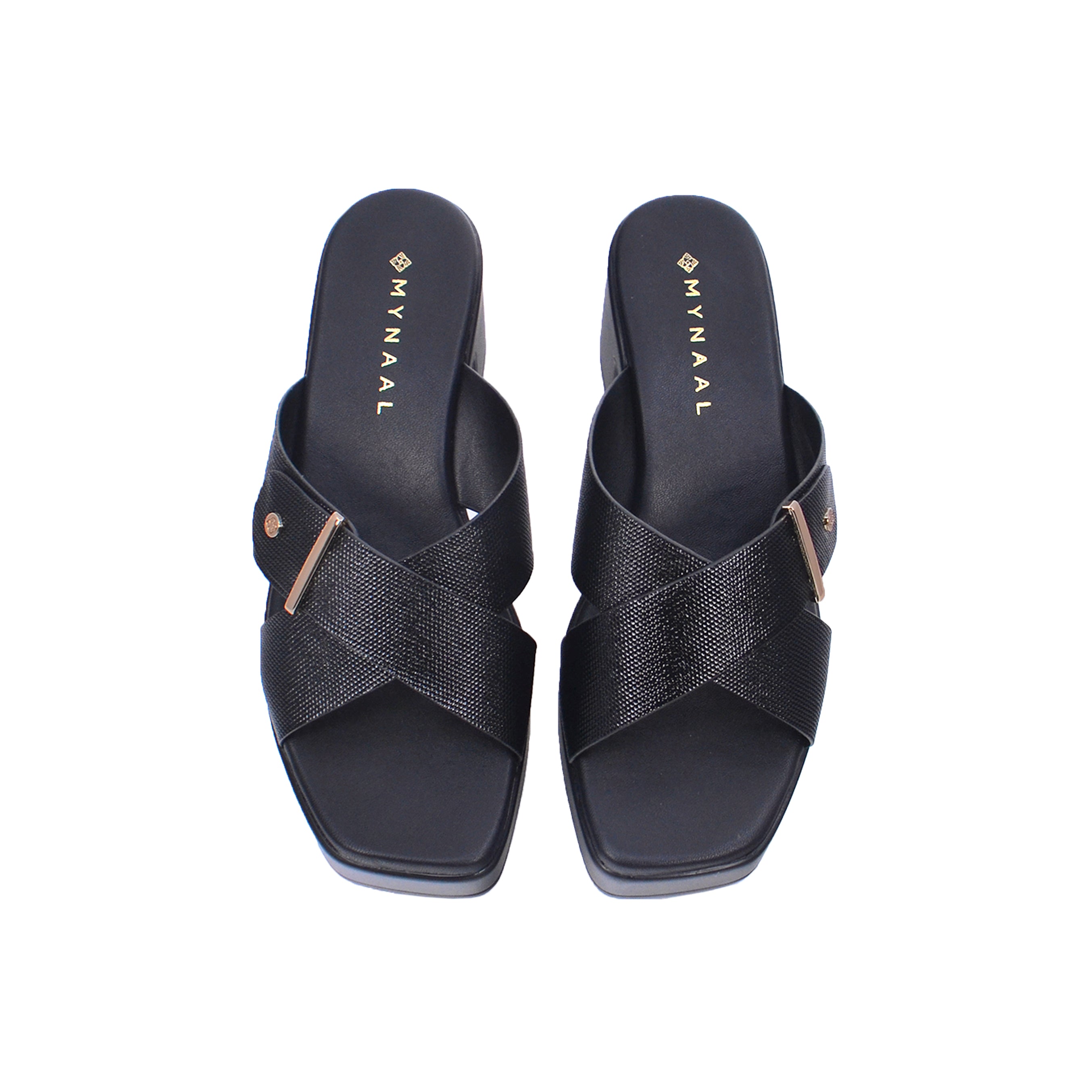 Mynaal Women's block-heel sandal with buckle-414RJ60J-Black