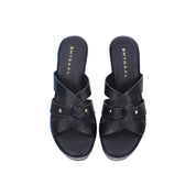 Mynaal Women's platform sandal with crisscross straps-314RC852-Black