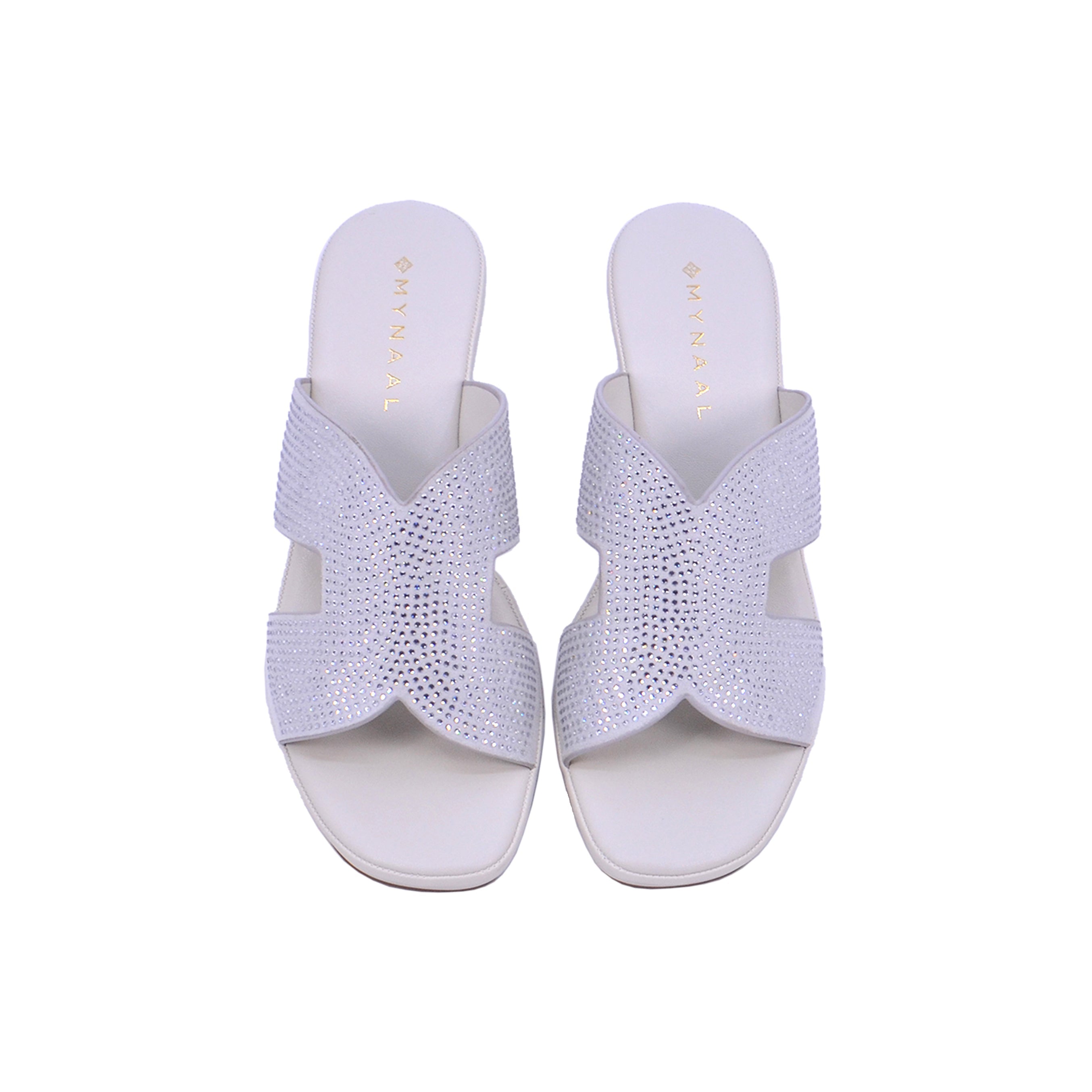 Mynaal Women's mid-heel sandal with dual straps-414RJ21C-Silver