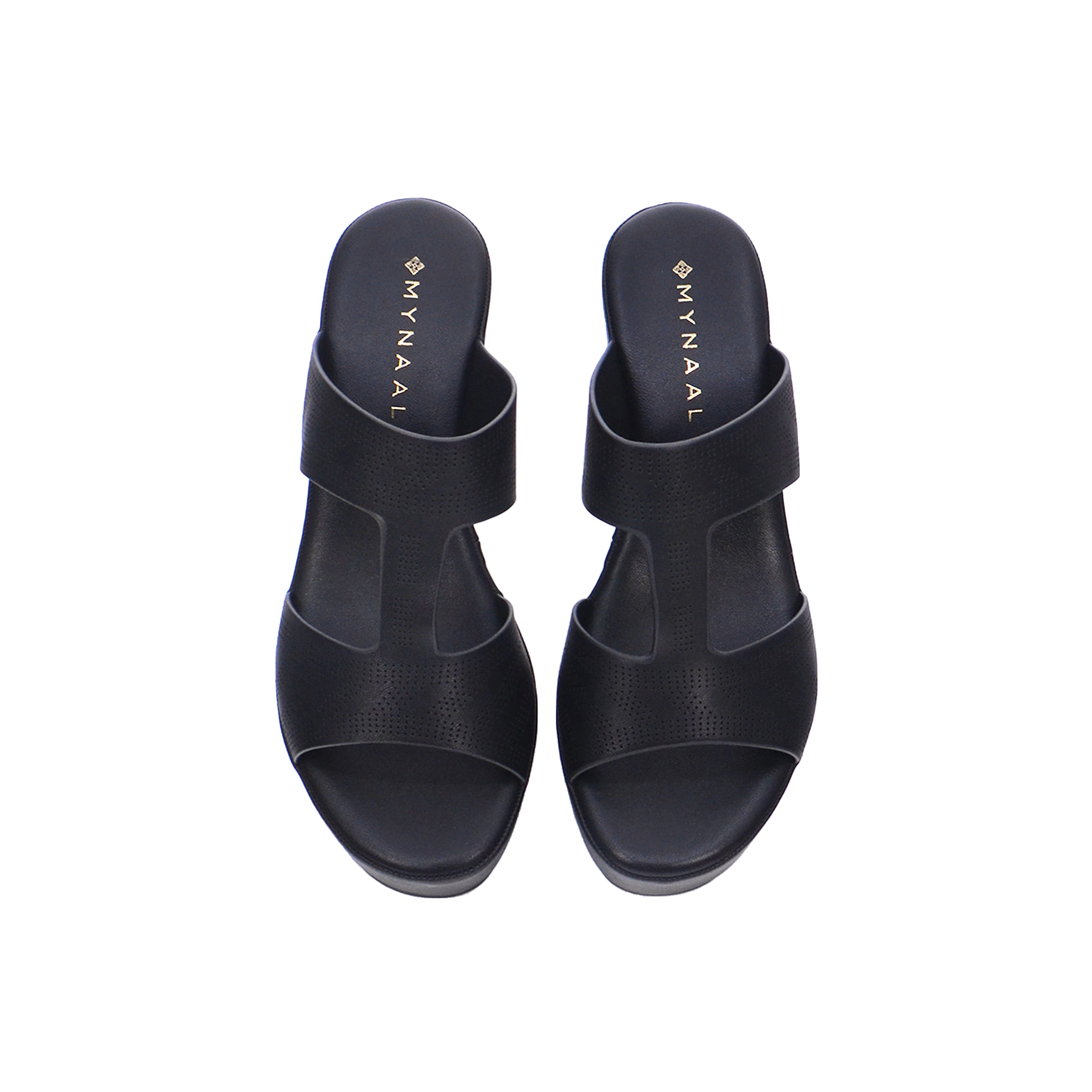 Mynaal Women's platform sandal with cutout straps-414RJ859-Black