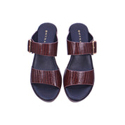 Mynaal Women's slip-on sandal with buckle strap-414ZD19P-Brown