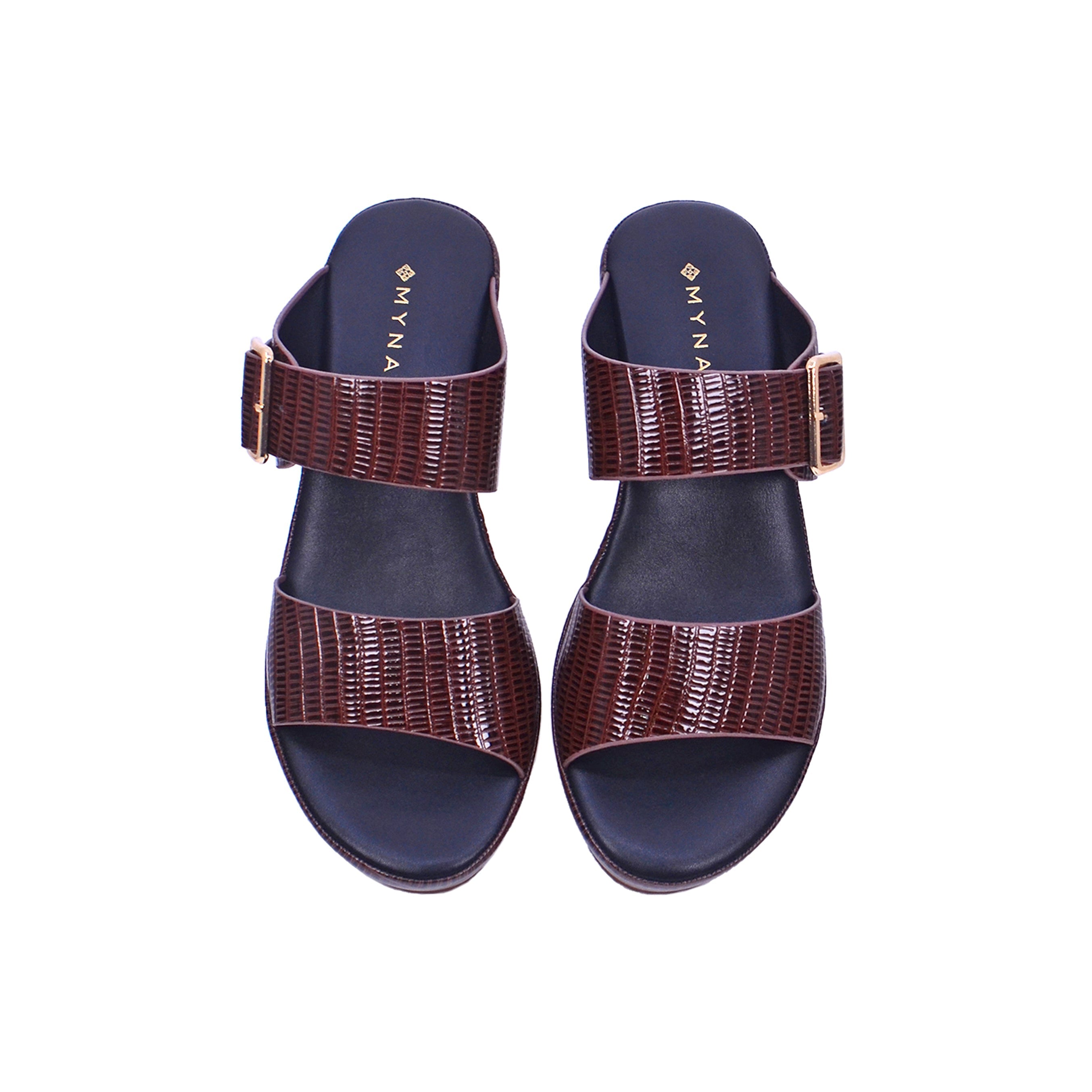 Mynaal Women's slip-on sandal with buckle strap-414ZD19P-Brown