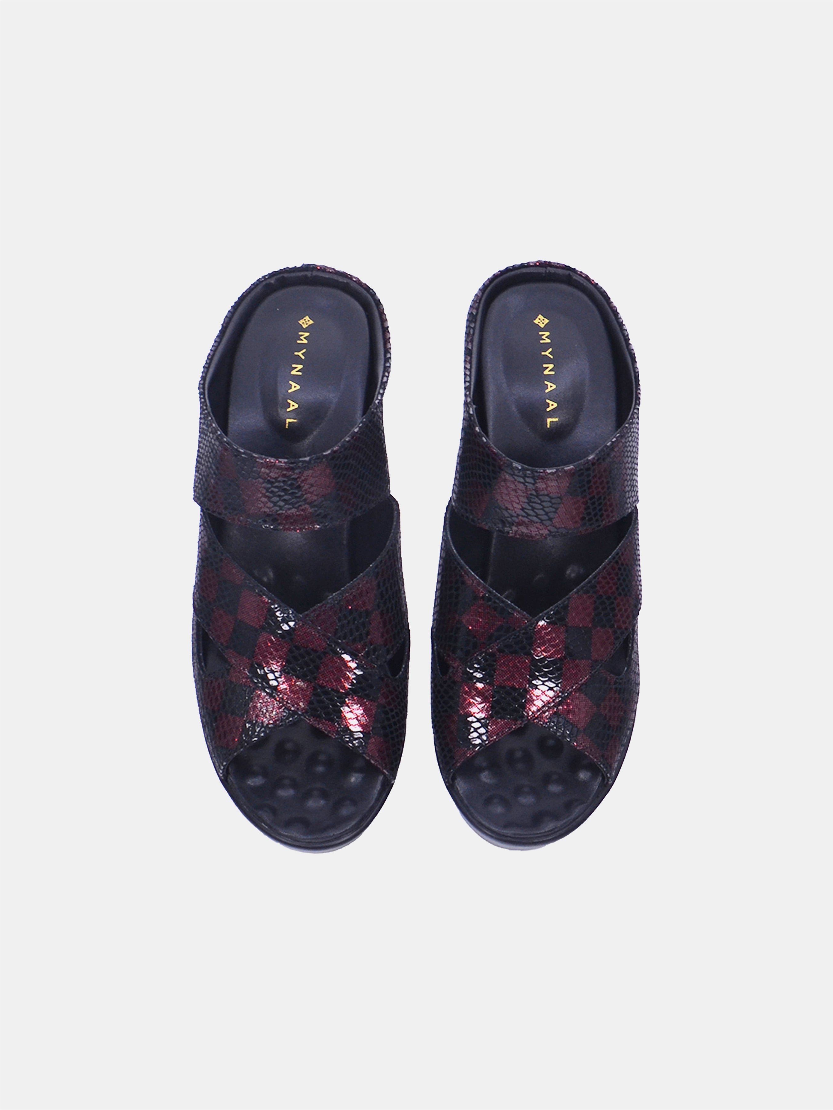 Mynaal Women's block heel sandal- 2407-31 -Maroon