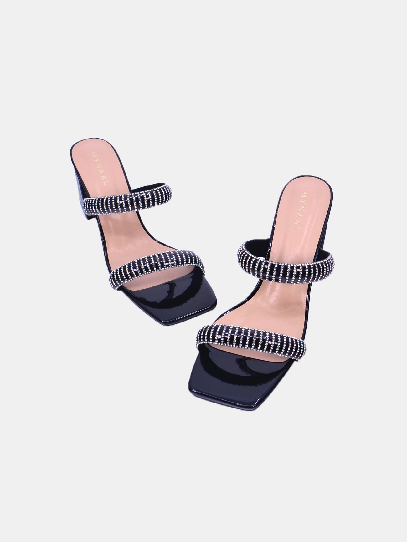 Mynaal Women's block-heel embellishment sandal-3U888-6-Black