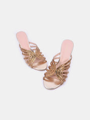 Mynaal Women's sandal with embellished block heels-2G5957-36-Gold