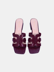 Mynaal Women's block heel sandal-23BXG101-Maroon
