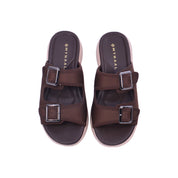 Mynaal Women's slide sandal with buckles-214RJ533-Dark-Brown