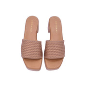 Mynaal Women's block-heel sandal with textured strap-414RJ607-Beige