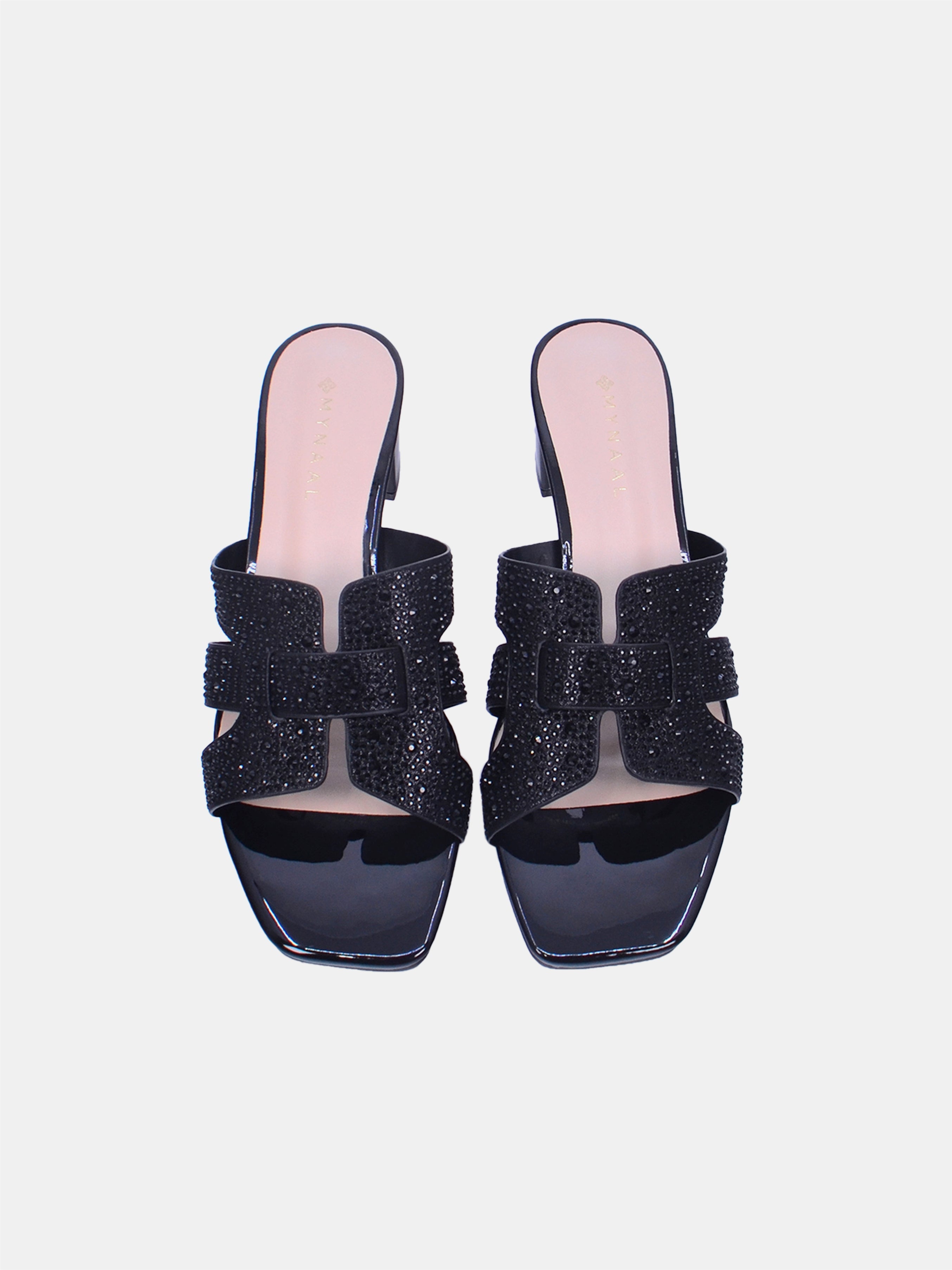 Mynaal Women's mid-heel sandal with embellishment-18F8827-215-Black