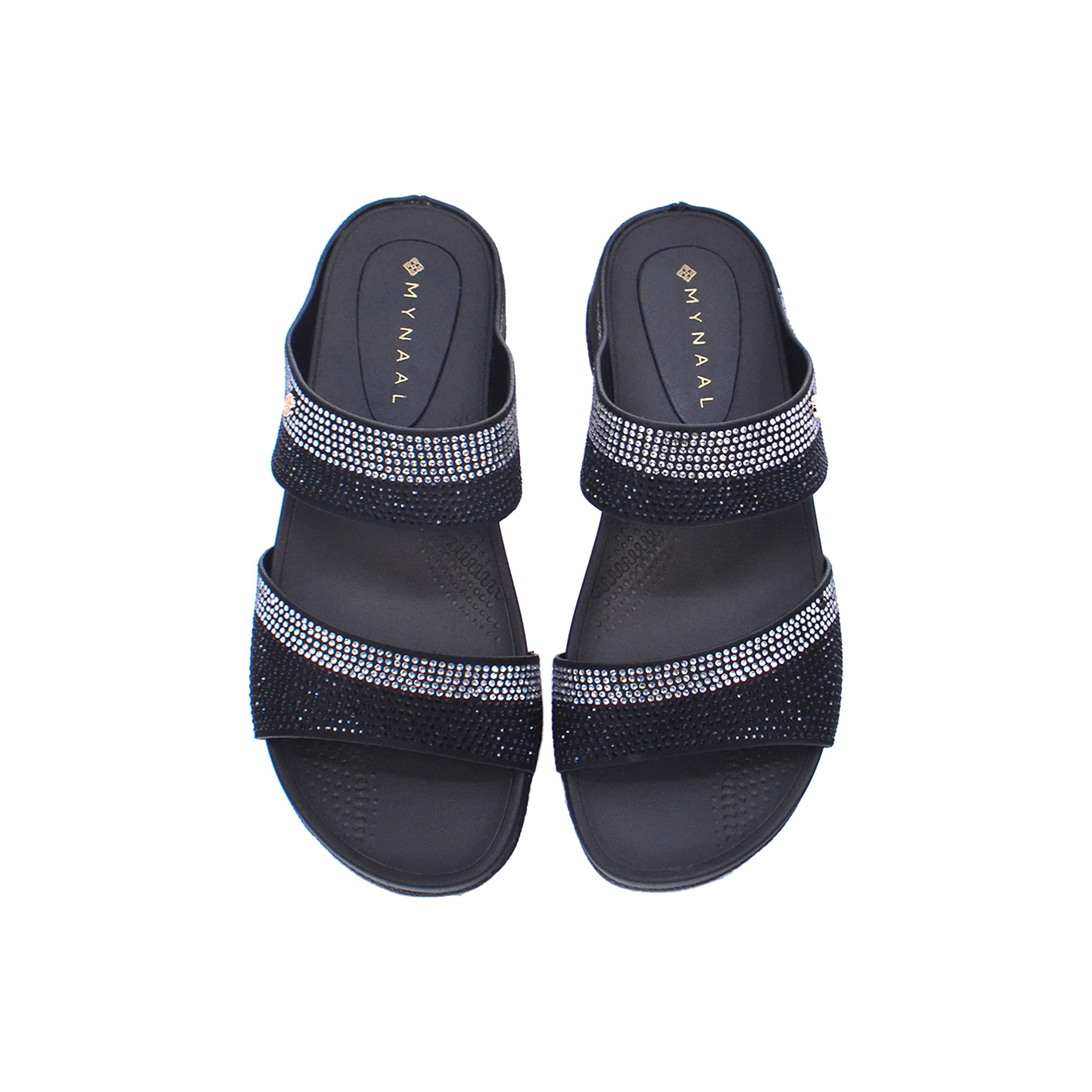 Mynaal Women's wedge sandal with embellished straps-414RJ60J-Black