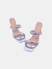 Mynaal Women's block-heel embellishment sandal-3U888-6-Silver