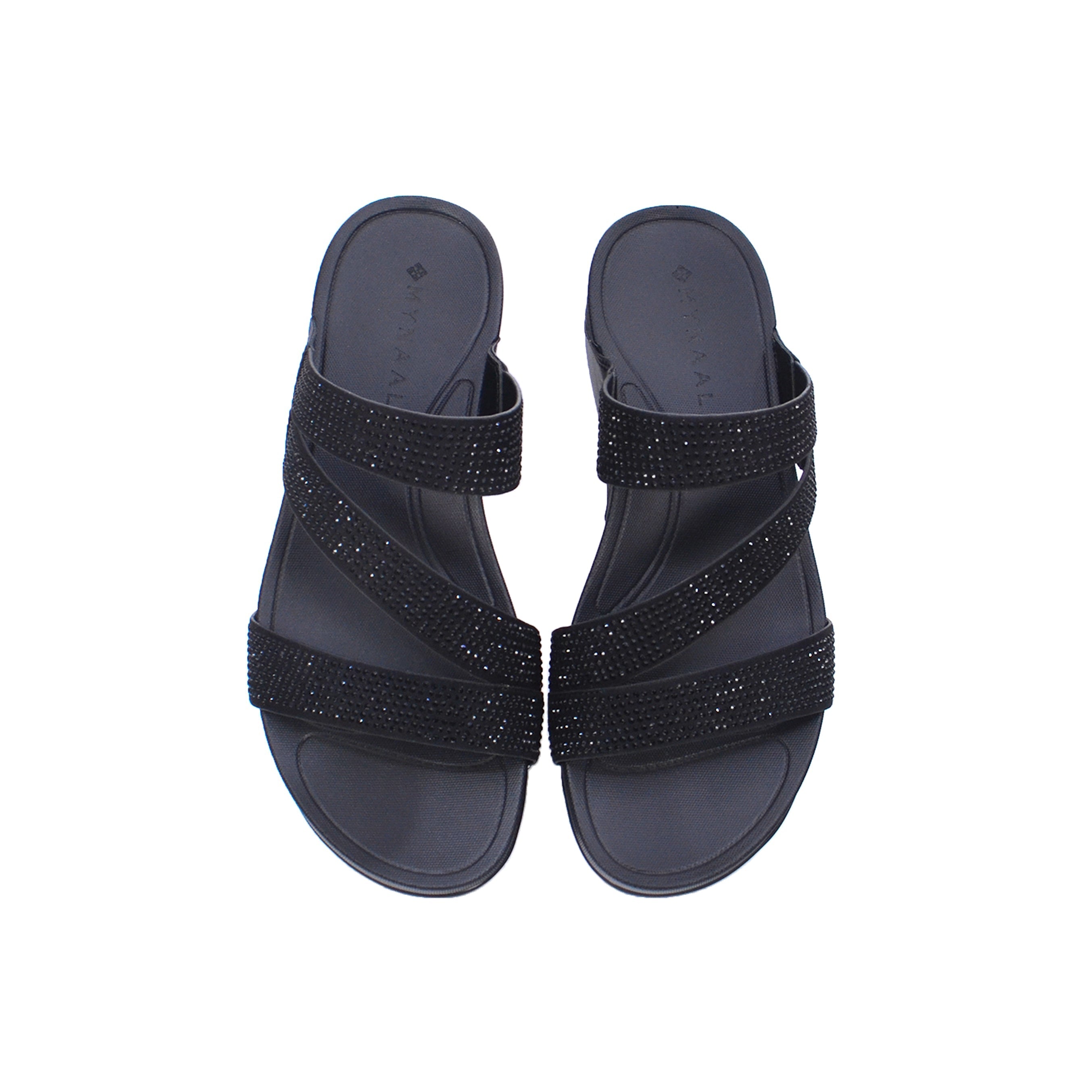 Mynaal Women's block-heel sandal with embellished straps-414RJ67B-Black