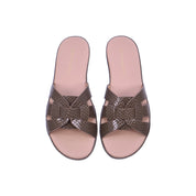 Mynaal Women's flat sandal with textured straps-414ZD671-Brown