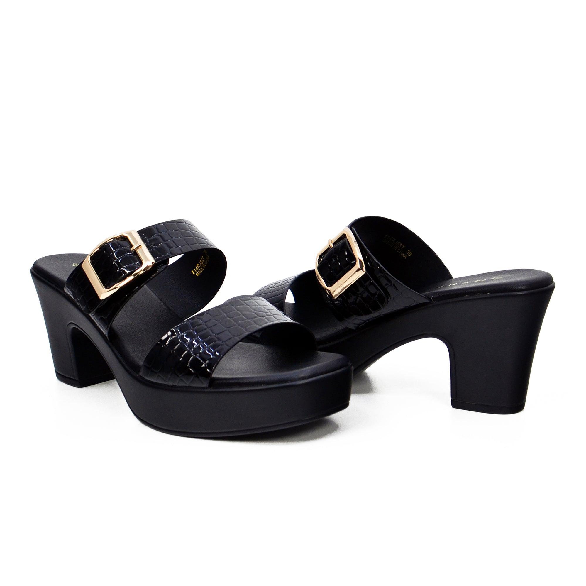 Mynaal Women's platform heel sandal-114RJ857-Black