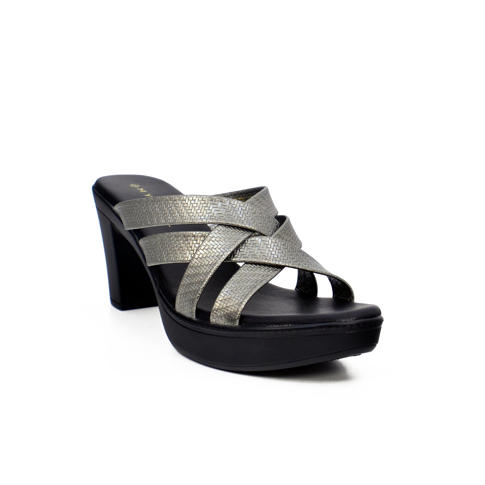 Mynaal Women's block heel sandal-414RJ868-Gray